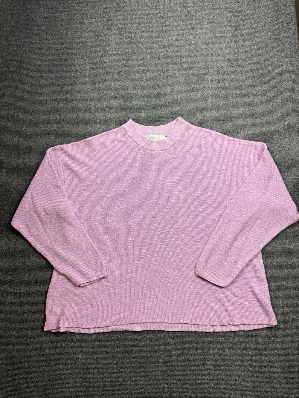Women's Lavender Crewneck Sweater - Relaxed Waffle Knit